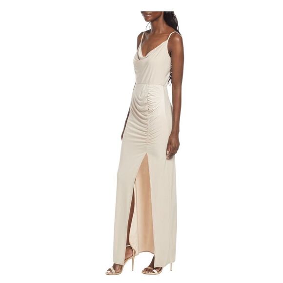 NEW WAYF The Layla Ruched Cowl Neck Gown  Dress Women Medium - Picture 2 of 15